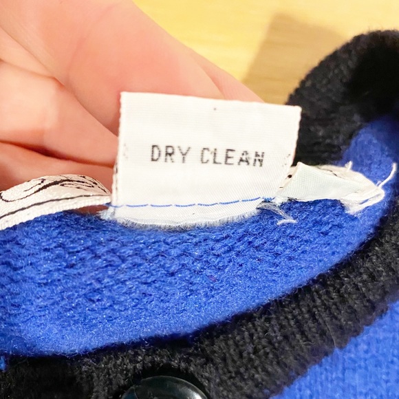 Vintage | Saks 5th Avenue 80s Cobalt Blue Cardigan Sweater Sgt. Pepper's Stripes - Picture 9 of 9